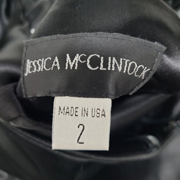 Jessica McClintock Black White Strapless Backless Embroidered Dress Gown USA 2 - Picture 3 of 15